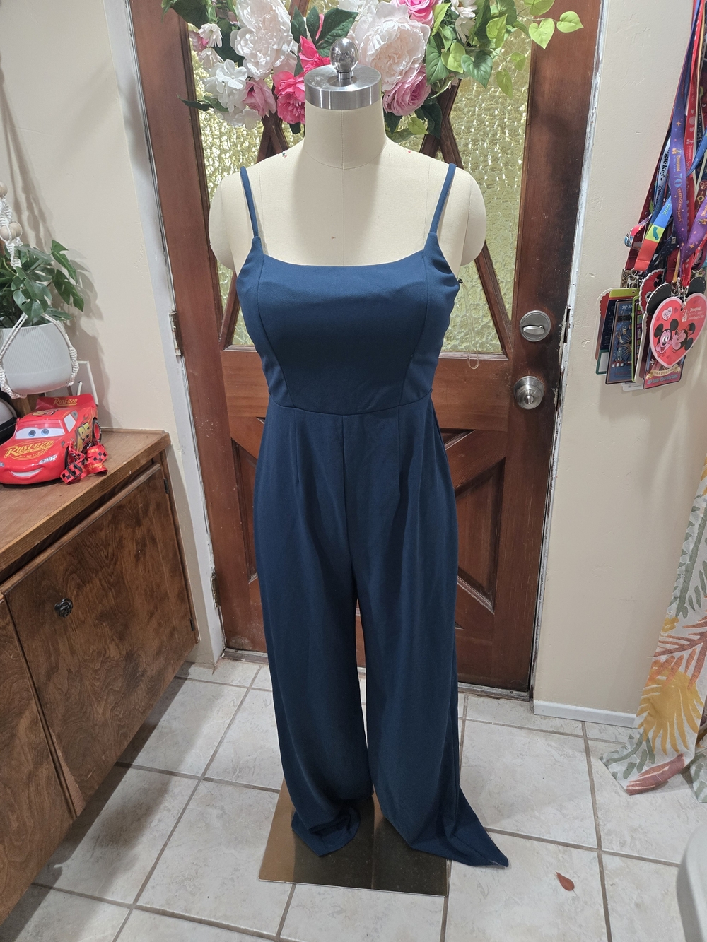 NWT Women’s Navy Wide-Leg Jumpsuit with Square Neck
